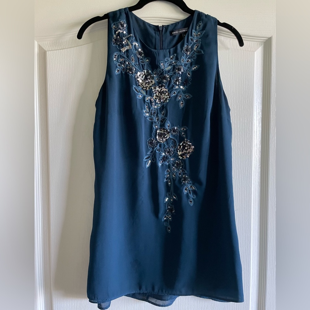 WHBM floral sequined silk blouse